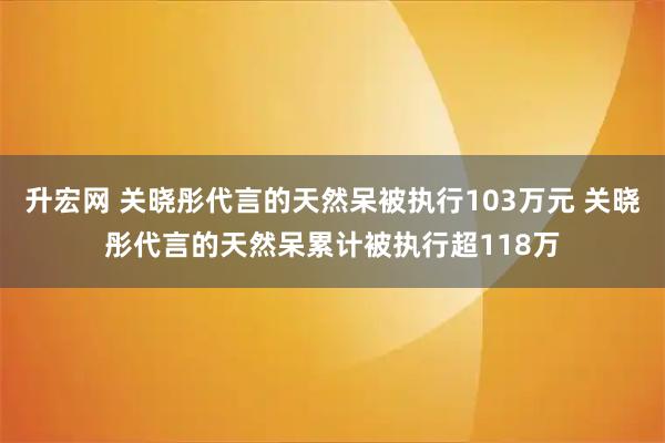 升宏网 关晓彤代言的天然呆被执行103万元 关晓彤代言的天然呆累计被执行超118万