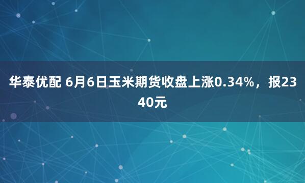 华泰优配 6月6日玉米期货收盘上涨0.34%，报2340元